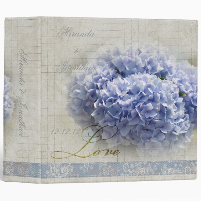 Romantic Blue Hydrangeas Wedding Binder (Front/Spine)