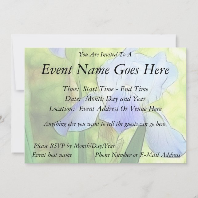 Romantic Blue Irises Invitation (Front)