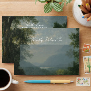 Romantic Blue Landscape Wedding Return Address  Envelope