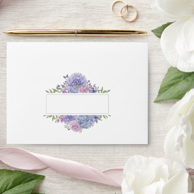 Romantic Blue Lilac Hydrangea Flowers Invitation Envelope (Wedding)
