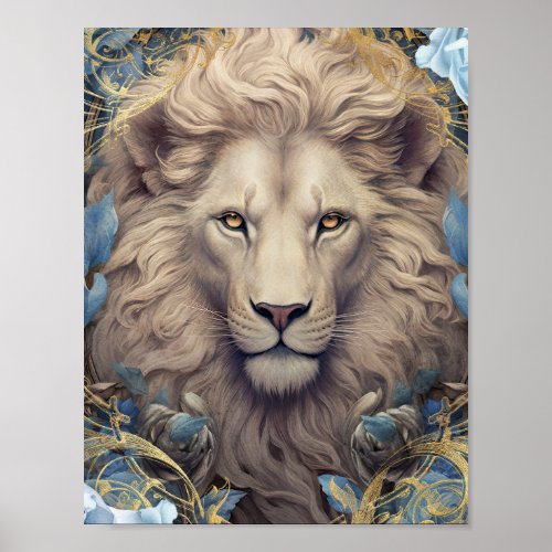 Romantic Blue Lions Poster