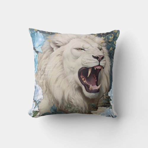 Romantic Blue Lions Throw Pillow