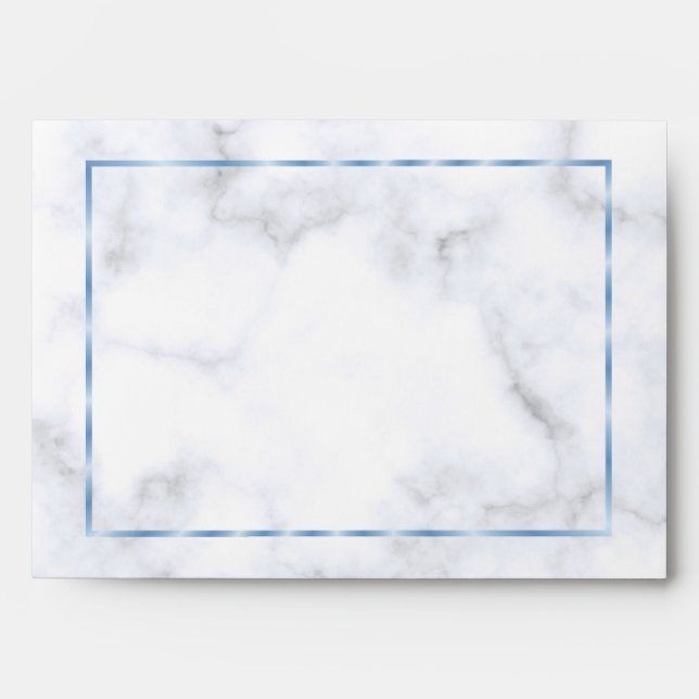 Romantic Blue Marble Wedding Envelope (Front)