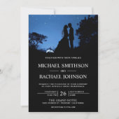 Romantic Blue Night Sky Couple Wedding Invitation (Front)