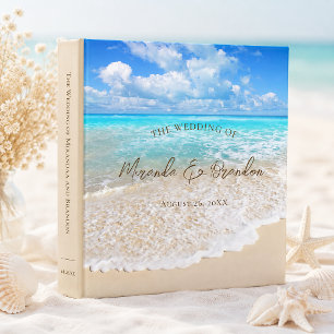 Romantic Blue Ocean Tropical Beach Wedding Album 3 Ring Binder
