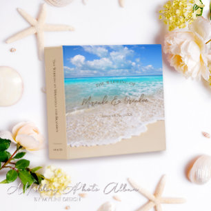 Romantic Blue Ocean Tropical Beach Wedding Album 3 Ring Binder