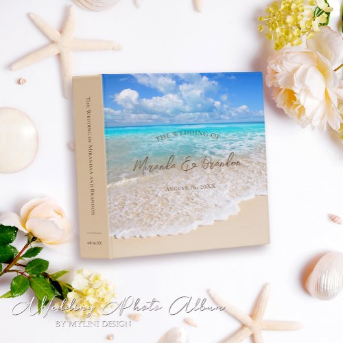 Romantic Blue Ocean Tropical Beach Wedding Album 3 Ring Binder