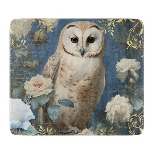 Romantic Blue Owls Cutting Board