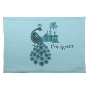 Romantic Blue Peacock Cloth Placemat