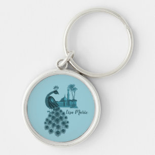 Romantic Blue Peacock Keychain