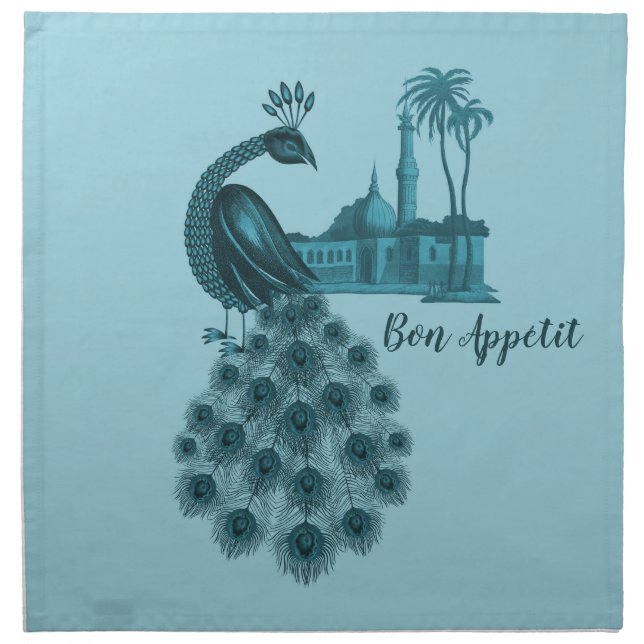 Romantic Blue Peacock Napkin (Front)