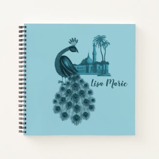Romantic Blue Peacock Notebook