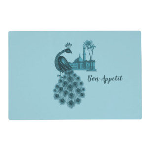 Romantic Blue Peacock Placemat