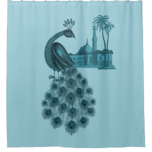 Romantic Blue Peacock Shower Curtain