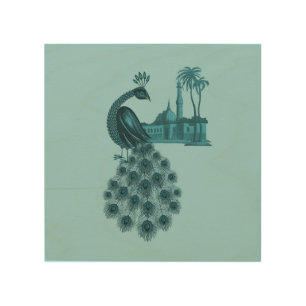 Romantic Blue Peacock Wood Wall Decor