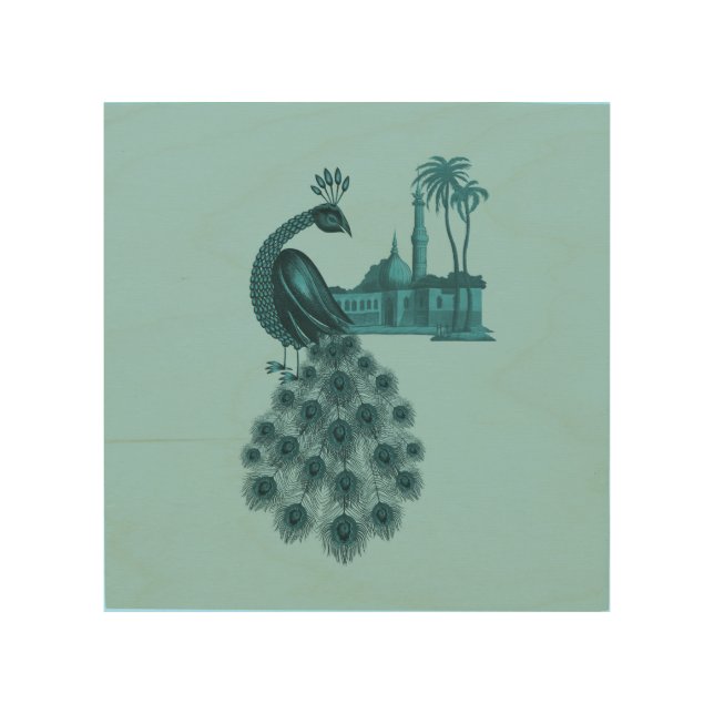 Romantic Blue Peacock Wood Wall Decor (Front)