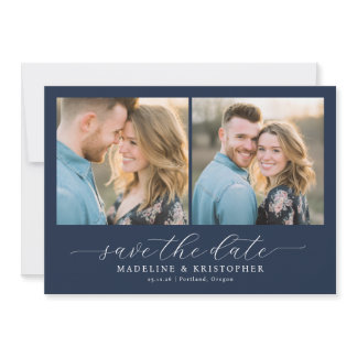 Romantic Blue Photo Save The Date