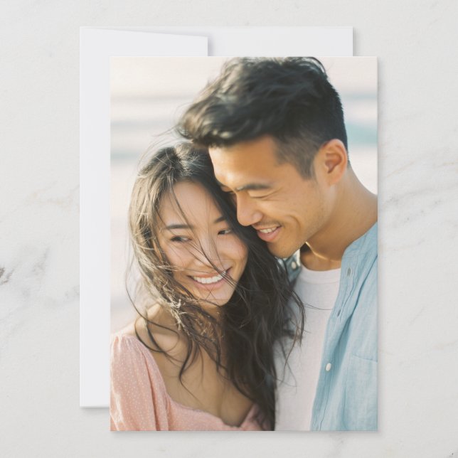 Romantic Blue Pink Photo Invitation (Front)