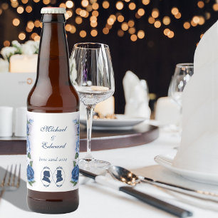 Romantic Blue Regency Gay Botanical Silhouette  Beer Bottle Label
