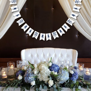 Romantic Blue Regency Gay Botanical Silhouette  Bunting Flags