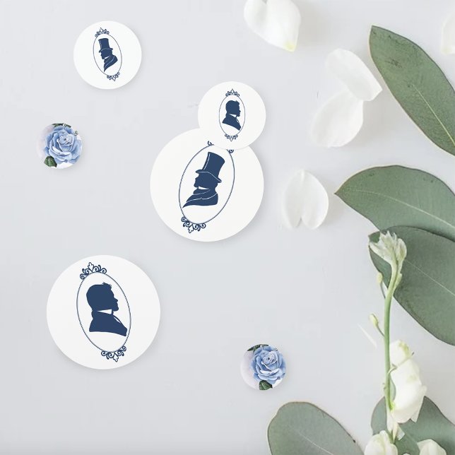 Romantic Blue Regency Gay Botanical Silhouette  Confetti (Creator Uploaded)
