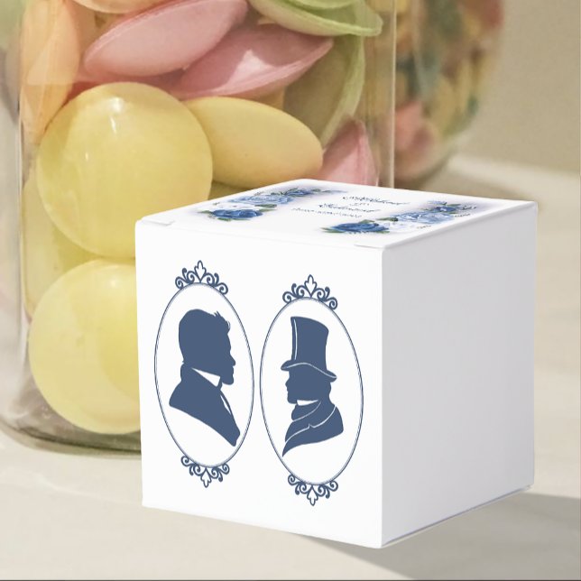 Romantic Blue Regency Gay Botanical Silhouette  Favor Boxes (Creator Uploaded)