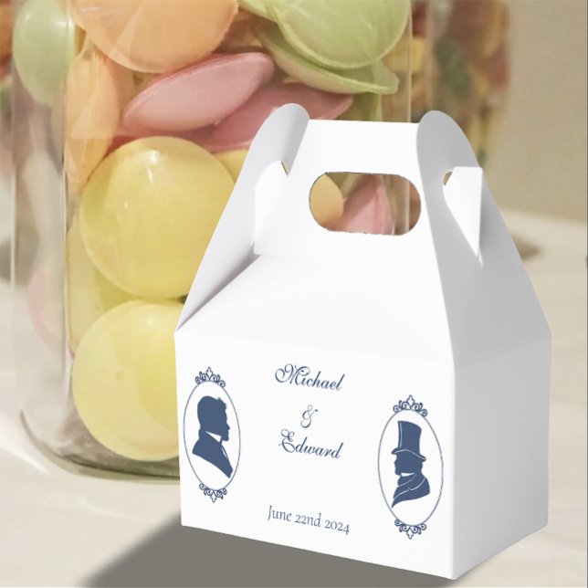 Romantic Blue Regency Gay Botanical Silhouette  Favor Boxes (Creator Uploaded)