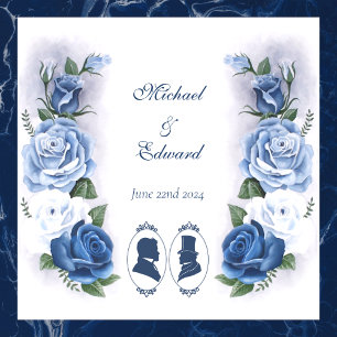 Romantic Blue Regency Gay Botanical Silhouette  Floor Decals