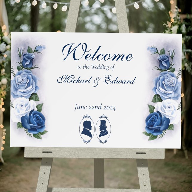 Romantic Blue Regency Gay Botanical Silhouette  Foam Board (Creator Uploaded)