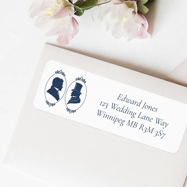 Romantic Blue Regency Gay Botanical Silhouette  Label (Creator Uploaded)