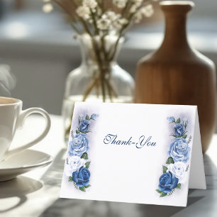 Romantic Blue Regency Gay Botanical Silhouette Letterpress Thank You Card