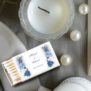 Romantic Blue Regency Gay Botanical Silhouette Matchboxes