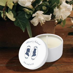 Romantic Blue Regency Gay Botanical Silhouette Mini Candle Favors