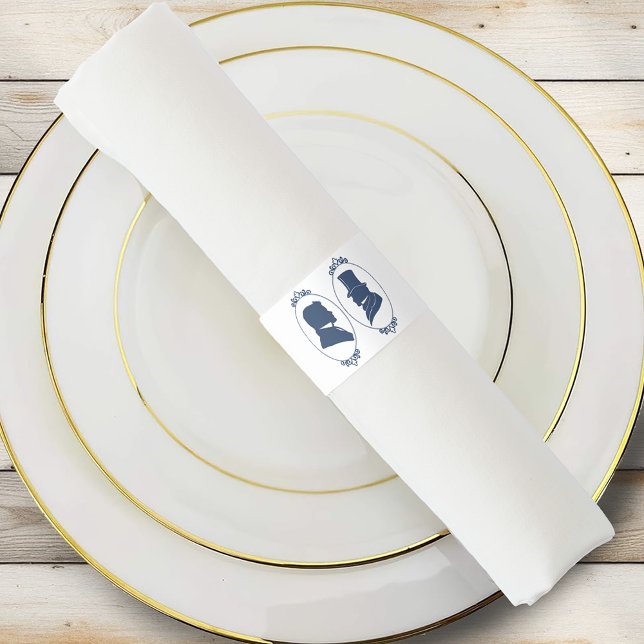 Romantic Blue Regency Gay Botanical Silhouette  Napkin Bands (Creator Uploaded)