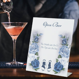 Romantic Blue Regency Gay Botanical Silhouette  Pedestal Sign