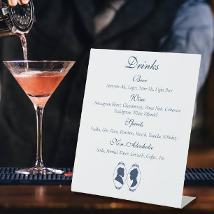 Romantic Blue Regency Gay Botanical Silhouette  Pedestal Sign