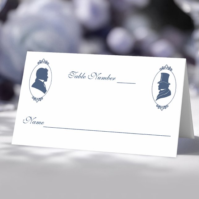 Romantic Blue Regency Gay Botanical Silhouette  Place Card (Creator Uploaded)