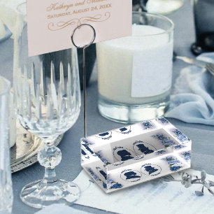 Romantic Blue Regency Gay Botanical Silhouette Place Card Holder
