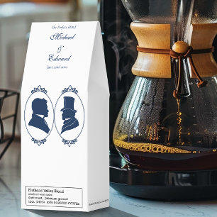 Romantic Blue Regency Gay Botanical Silhouette Roasted Coffee