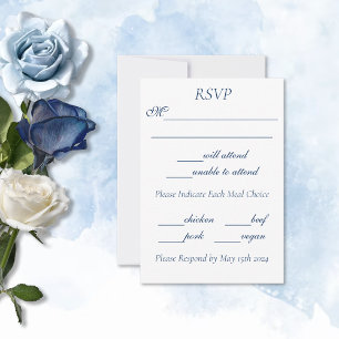 Romantic Blue Regency Gay Botanical Silhouette RSVP Card