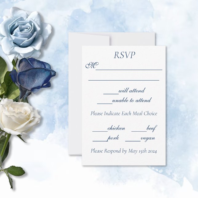 Romantic Blue Regency Gay Botanical Silhouette  RSVP Card (Creator Uploaded)
