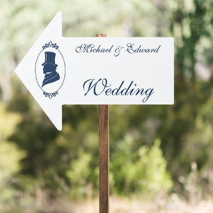 Romantic Blue Regency Gay Botanical Silhouette Sign