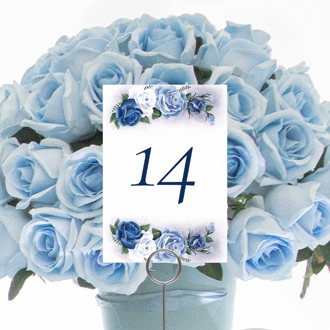 Romantic Blue Regency Gay Botanical Silhouette  Table Number (Creator Uploaded)