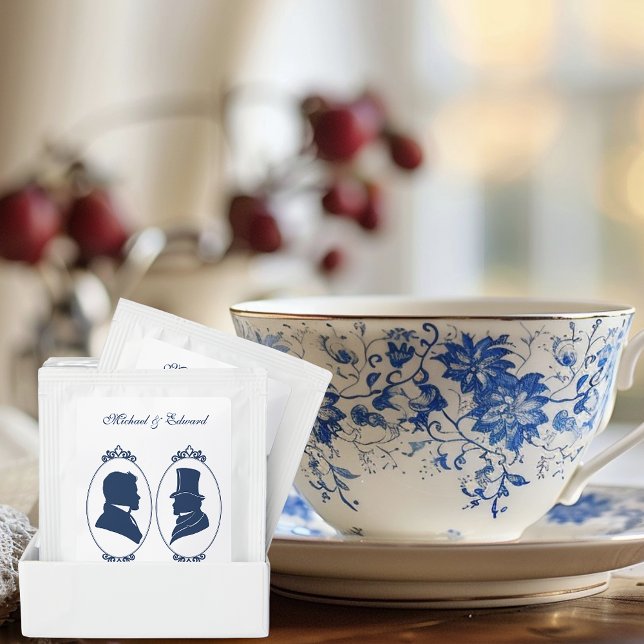 Romantic Blue Regency Gay Botanical Silhouette  Tea Bag Drink Mix (Creator Uploaded)