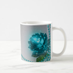 Romantic Blue Rose Pearls Personalize Coffee Mug