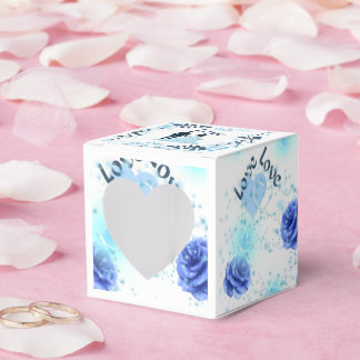 Romantic Blue Rose Wedding Favor Box | Love You He