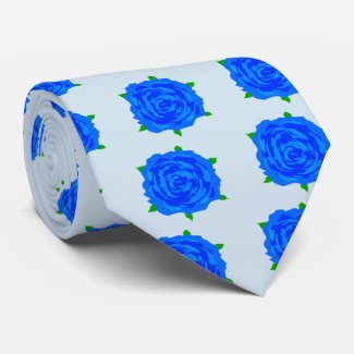 Romantic Blue Roses Design on Necktie