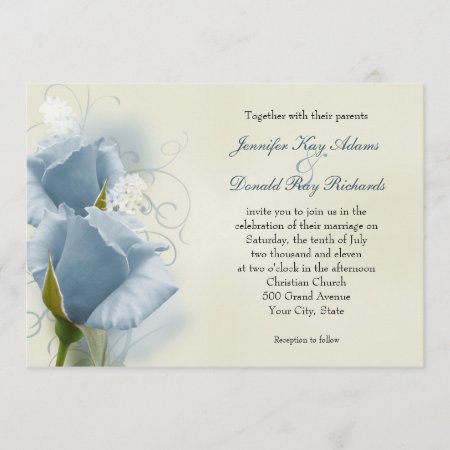 Romantic Blue Roses Wedding Invitation