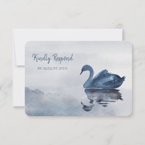 Romantic Blue Swan Menu Wedding RSVP