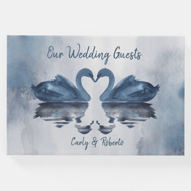 Guestbook stripes Sand blue with heart